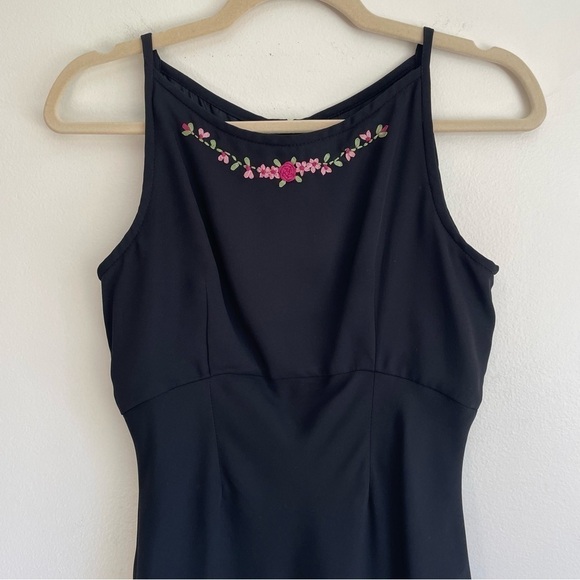 Jessica McClintock Gunne Sax y2k vintage little back dress mini short roses 4 - Picture 4 of 14